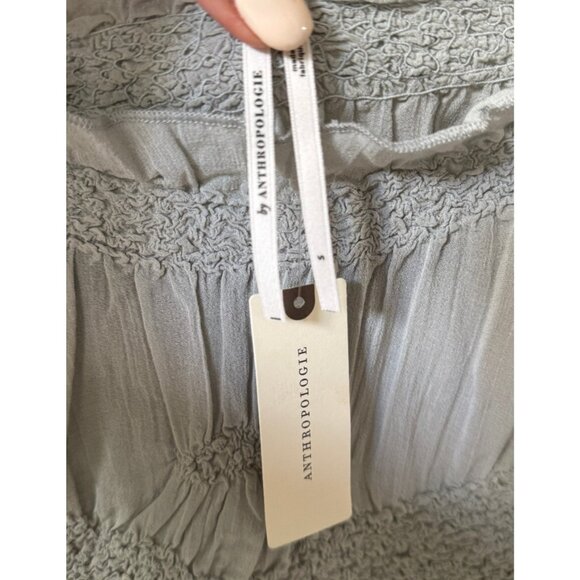 ANTHROPOLOGIE Women's Balloon-Sleeve Peplum‎ Top Sz S Regency Bridgerton Inspo - Picture 13 of 16